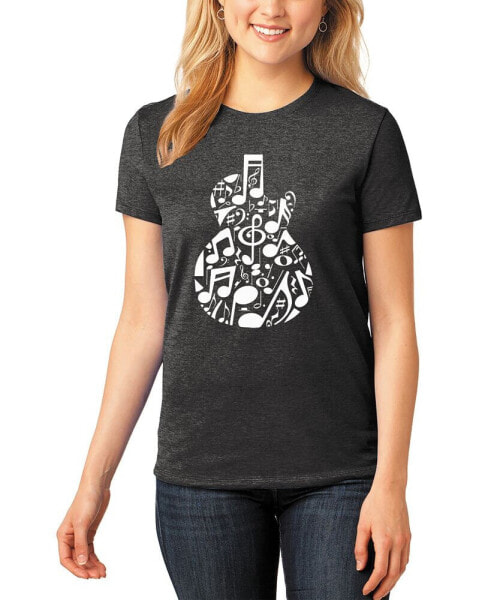 Women's Music Notes Guitar Premium Blend Word Art Short Sleeve T-shirt