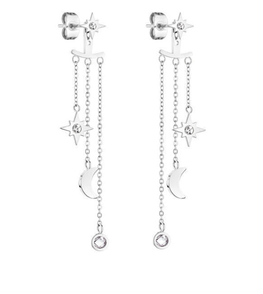 Timeless steel earrings with zircons 2in1 TJ-0104-E-50