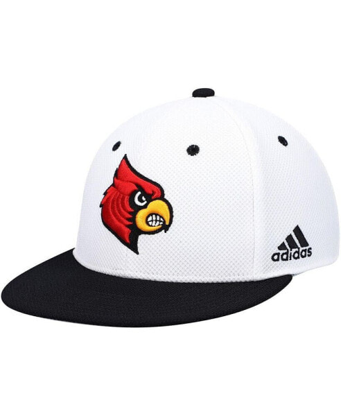 Men's White, Black Louisville Cardinals On-Field Baseball Fitted Hat