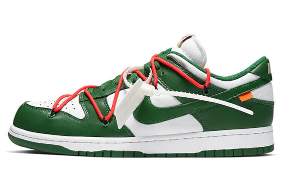 Кроссовки Dunk Low Off-White Pine Green (Белый, Зеленый)