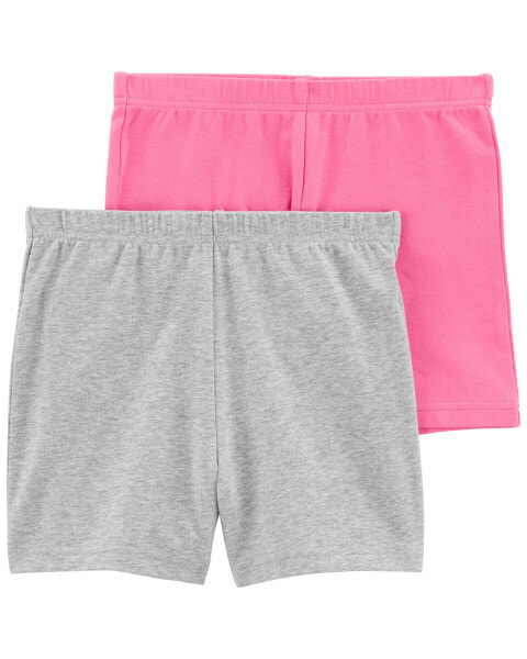 Kid 2-Pack Pink/Grey Bike Shorts 7