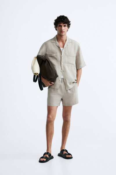 100% linen bermuda shorts