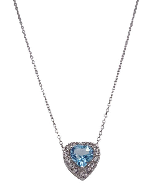 Garnet (1 ct. t.w.) & White Topaz (1-3/8 ct. t.w.) Heart 18" Pendant Necklace in Sterling Silver (Also in Amethyst, Sky Blue Topaz, Citrine, & Peridot)