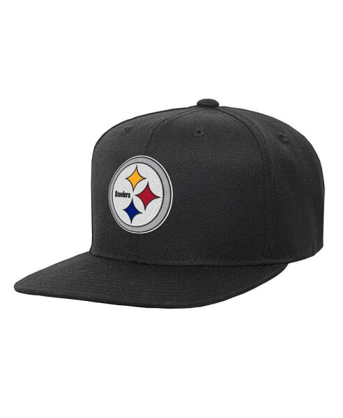 Big Boys Black Pittsburgh Steelers Gridiron Classics Ground Snapback Hat