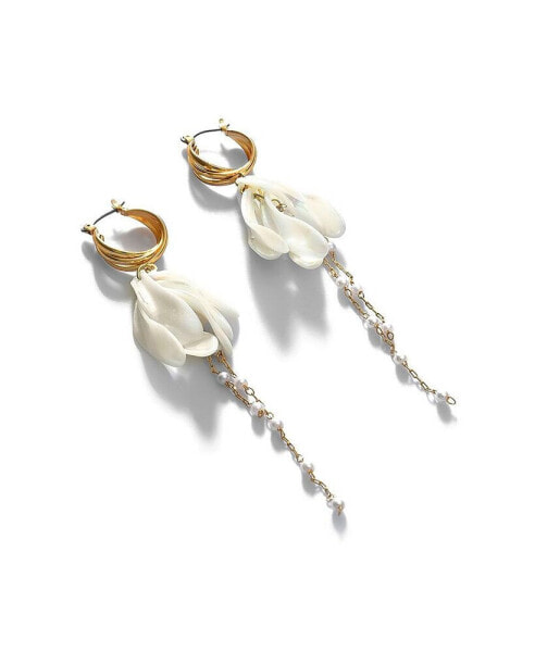 Women's White Chain Drop Earrings