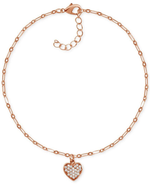 Crystal Heart Anklet in Rose Gold-Plate