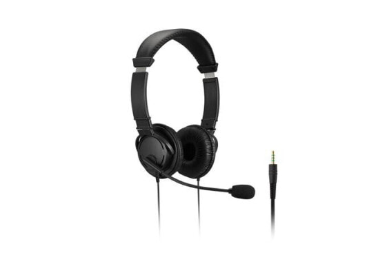 Kensington Classic 3.5mm Headset mit Mikrofon und Lautstärkeregler, Kabelgebunden, Kopfhörer, Schwarz