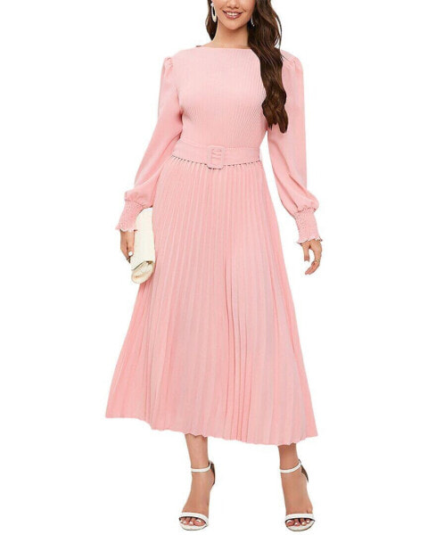 Платье женское Vera Dolini Midi Dress 90% полиэстер, 10% спандекс розового цвета 48.8 дюймов от плеча до подола