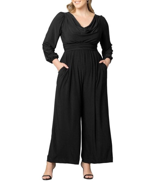 Women's Plus Size Natalia Cowl Neck Wide Leg Jumpsuit