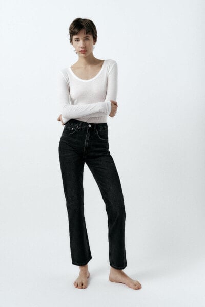 High-rise straight-fit trf jeans