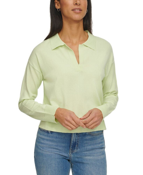 Women's Long Sleeve Polo Collar Top