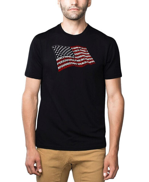 Men's Premium Word Art American Wars Tribute Flag T-shirt