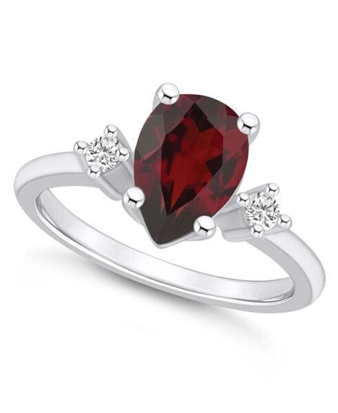 Garnet and Diamond Ring (1-3/4 ct.t.w and 1/10 ct.t.w) 14K White Gold