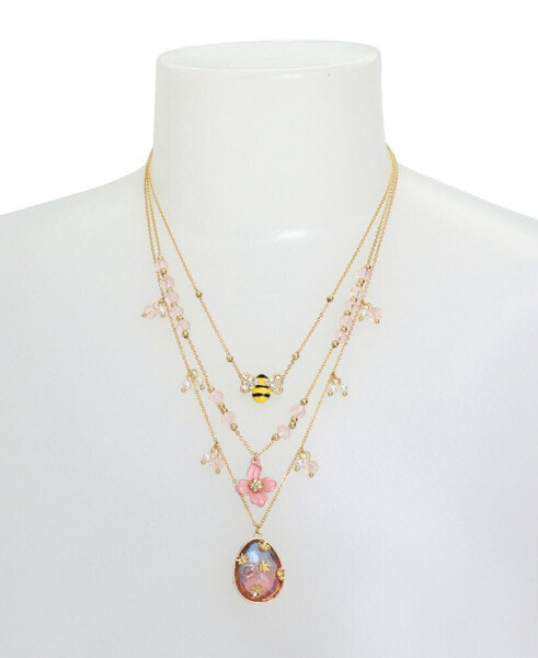 Betsey Johnson faux Stone Spring Charm Layered Necklace