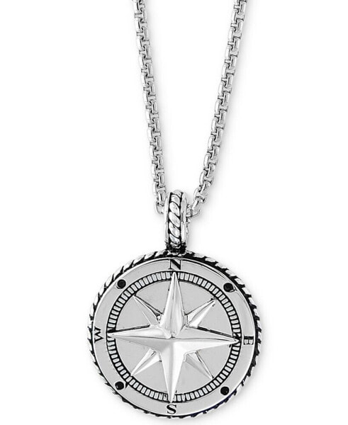 EFFY® Men's Compass 22" Pendant Necklace in Sterling Silver