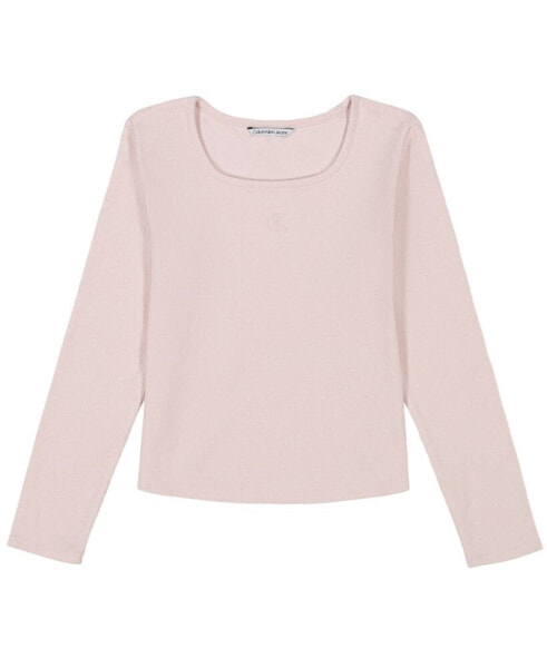 Big Girls Square Neck Long sleeve Top