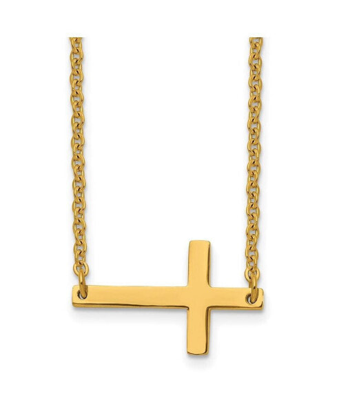 Chisel yellow IP-plated Sideways Cross Cable Chain Necklace