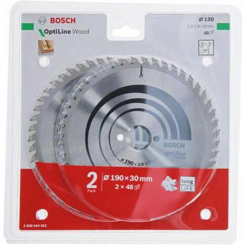 BOSCH PIŁA TARCZOWA DWUPAK OPTILINE WOOD 190x2,6/1,6x30x48z