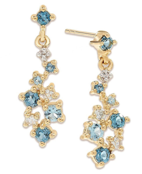 Multi-Gemstone Cluster Drop Earrings (5/8 ct. t.w.) in 14k Gold-Plated Sterling Silver