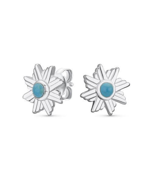 Southwestern Native American Style Eagle Wings Western Natural Turquoise Stud Earrings For Women Sterling Silver