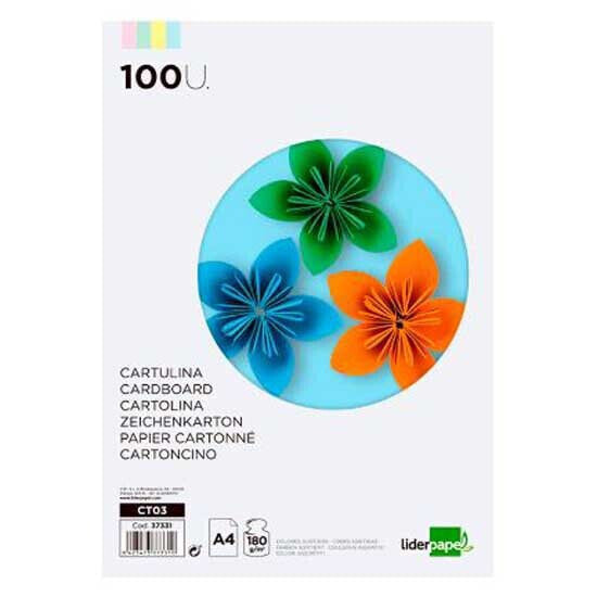 LIDERPAPEL A4 cardboard 180gr/m2 4 pack of 100 sheets