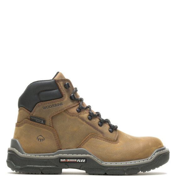 Wolverine Raider DuraShocks Waterproof CarbonMax 6" Mens Brown Wide Work Boots