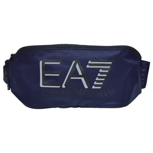Мужская поясная сумка текстильная синяя повседневная Saszetka Nerka EA7 Emporio Armani black / neon / orange - 9A435