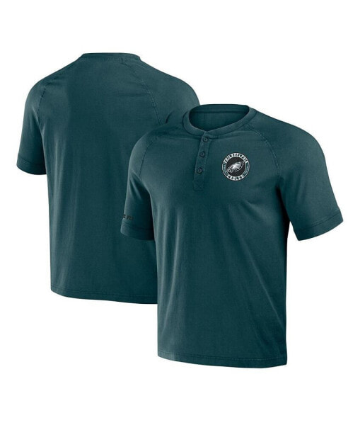 Men's NFL x Darius Rucker Collection by Midnight Green Philadelphia Eagles Washed Raglan Henley T-shirt