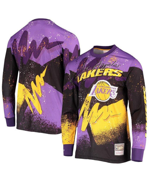 Men's Purple Los Angeles Lakers Hardwood Classics Hyper Hoops Moto Sublimated Long Sleeve T-shirt