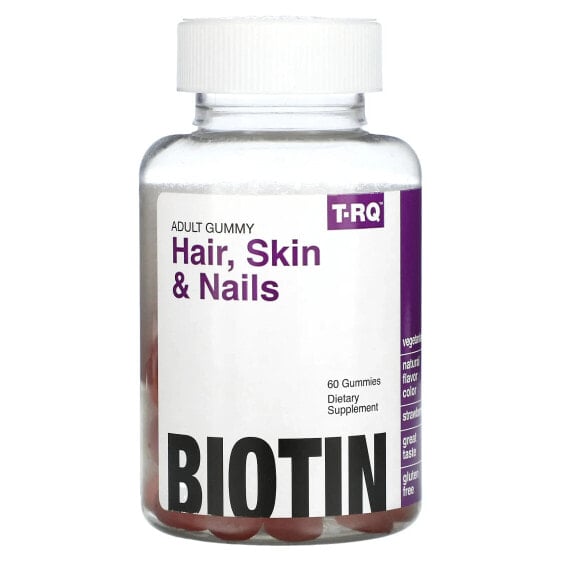 Витамины для здоровья кожи T-RQ Adult Gummy, Hair, Skin & Nails, клубника, 60 жевательных мишуры