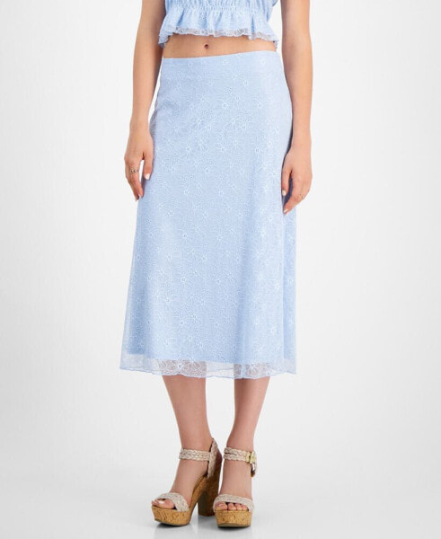 Juniors' Lace-Overlay Slip Skirt