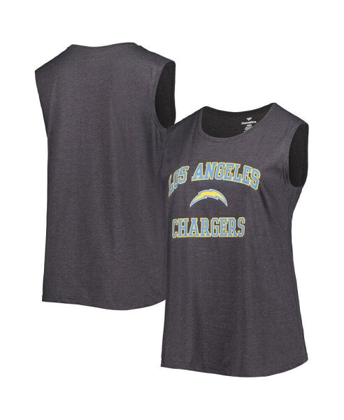 Women's Heather Charcoal Los Angeles Chargers Plus Size Tank Top