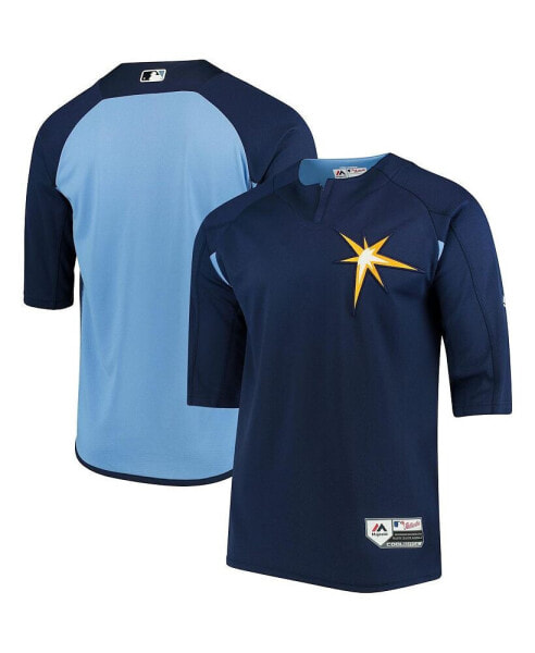 Men's Navy, Light Blue Tampa Bay Rays Authentic Collection On-Field 3/4-Sleeve Batting Practice Jersey