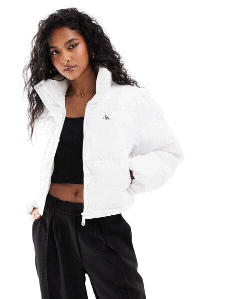 Calvin Klein Jeans Cropped Puffer Jacket in Bright White