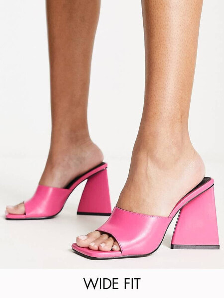 Туфли на каблуке RAID Wide Fit Angel в розовом цвете с квадратным каблуком
