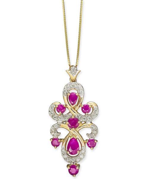 Macy's ruby (1-3/8 ct. t.w.) & Diamond (1/4 ct. t.w.) 18" Pendant Necklace in 10k Gold