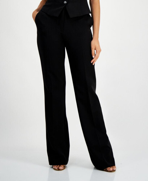 Women's New Carla High-Rise Straight-Leg Crepe Pants