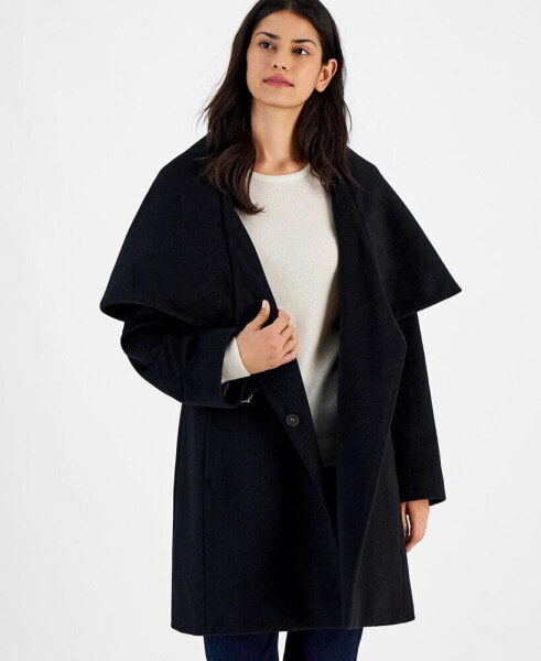 Women's Belted Hooded Shawl Wrap Coat