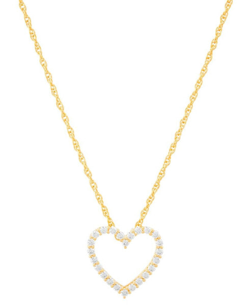 Diamond Open Heart Pendant Necklace (1/4 ct. t.w.) in 14k Gold-Plated Sterling Silver, 16" + 2" extender