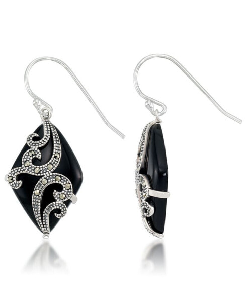 Marquise Shape Onyx Dangle Earrings