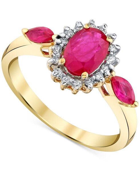 Ruby (1-1/2 ct. t.w.) & Diamond (1/6 ct. t.w.) Halo Ring in 14k Gold