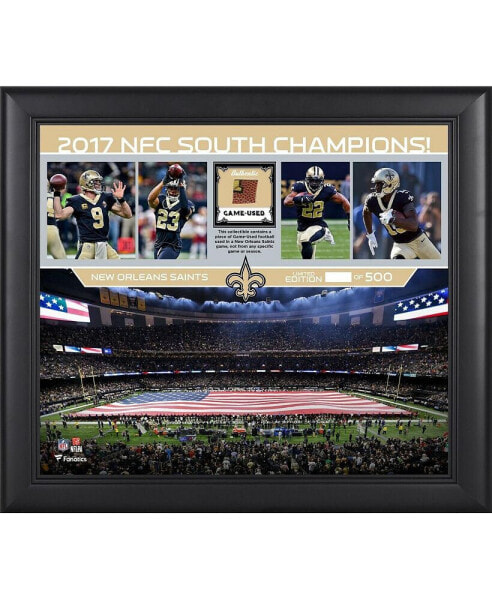 New Orleans Saints Framed 15" x 17" 2017 NFC South Champions Collage with a Piece of Game-Used Football - Limited Edition of 500