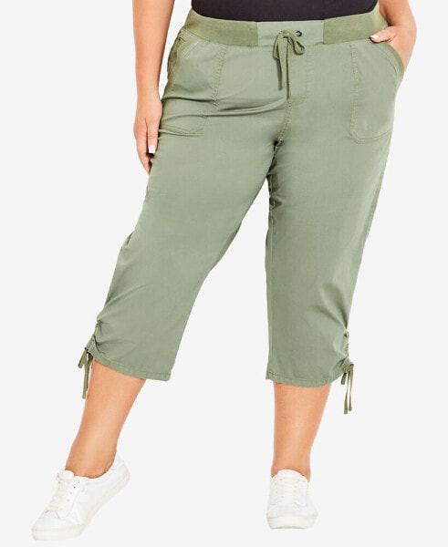 Plus Size Cotton Cinch Capri Pants