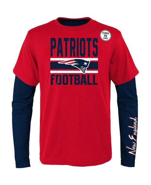 Big Boys Red, Navy New England Patriots Fan Fave T-shirt Combo Set