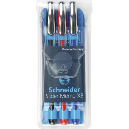 Schneider Schreibgeräte Edding Slider Memo XB - Multicolor - Black,Red - Stick ballpoint pen - Round - 3 pc(s) - Plastic bag