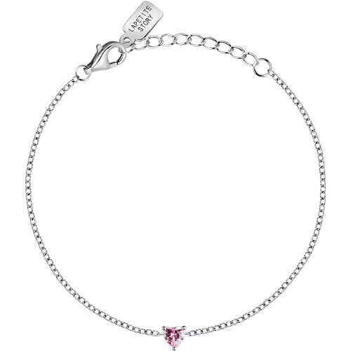 Delicate silver bracelet with pink zircon Silver LPS05AWV10