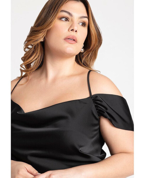 Plus Size Off The Shoulder Cowl Neck Blouse