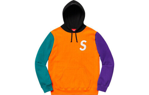 Supreme SS19 S Logo Colorblocked Hooded Sweatshirt Orange 拼接字母S连帽衫卫衣 男女同款 橘色 / Худи Supreme SS19 S Logo Colorblocked Hooded Sweatshirt Orange S SUP-SS19-309