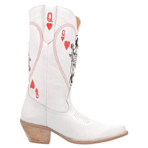 Dingo Queen A Hearts Round Toe Cowboy Womens White Casual Boots DI174-100