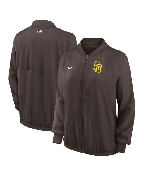 Women's Brown San Diego Padres Authentic Collection Team Raglan Performance Full-Zip Jacket